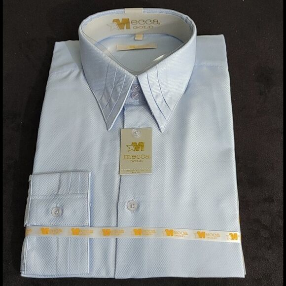 MEN'S MECCA GOLD LIGHT BLUE TONE ON TONE DRESS SHI - Picture 1 of 4